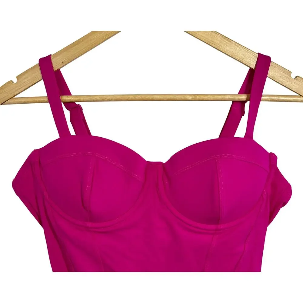 NEW TA3 Pushy Pink Underwire Corset One Piece Swimsuit Womens Size XL Reg Long A - Picture 2 of 10